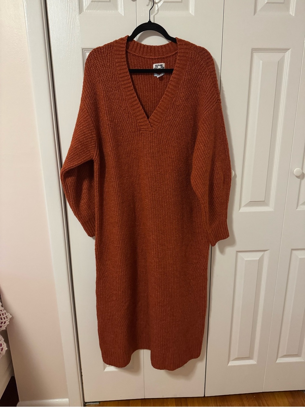 Future Collective Reese Blutstein Rust Orange Oversized Sweater Dress – Size 1X